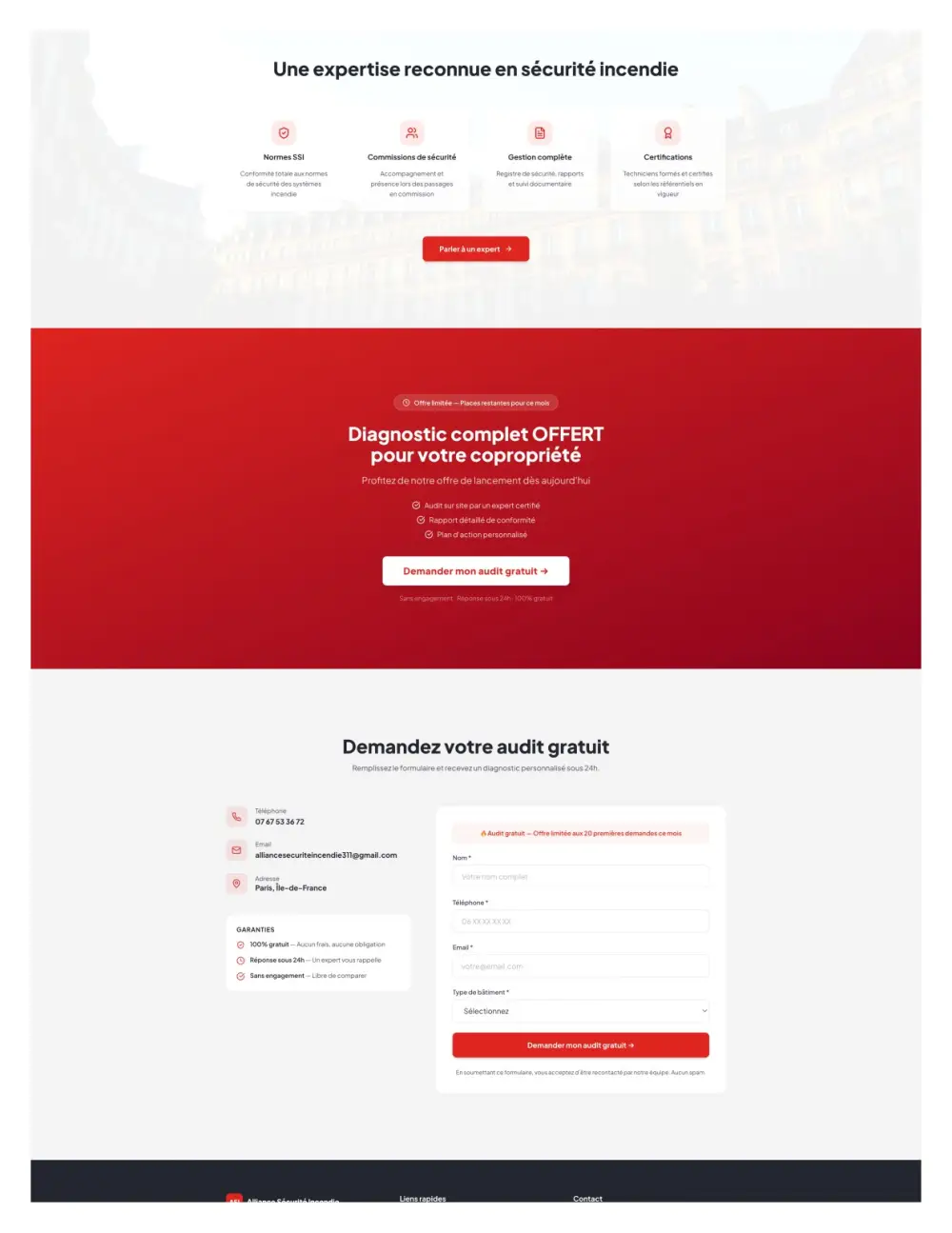 Audit gratuit sécurité incendie – diagnostic et formulaire devis