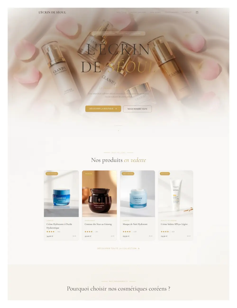 Boutique e-commerce cosmétique coréenne Neuilly – collection K-beauty