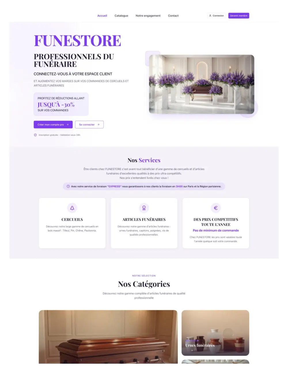 Site e-commerce B2B Funestore