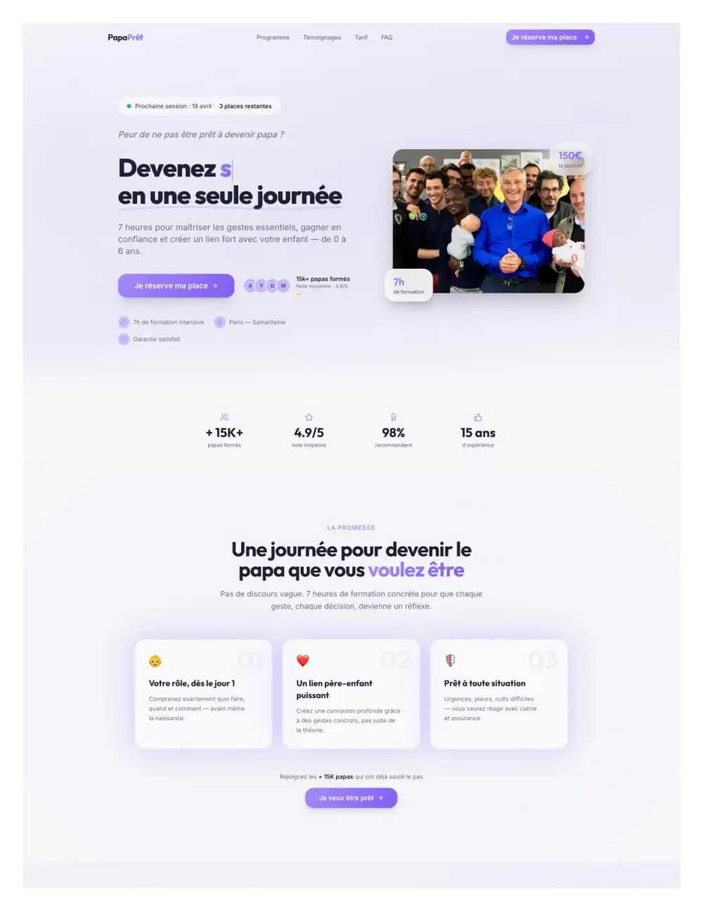 Landing page formation PapaPret