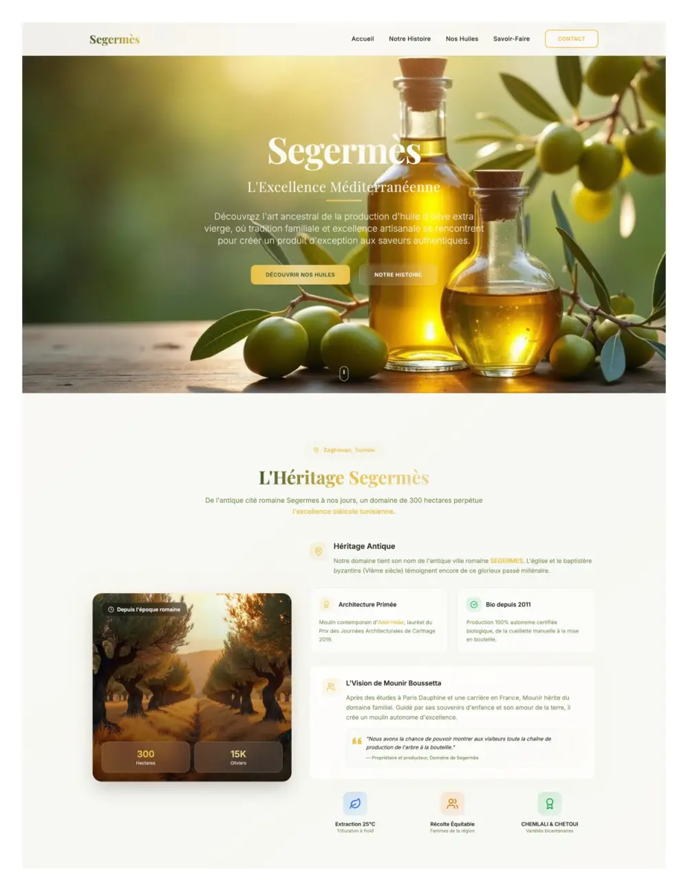 Site e-commerce huile d'olive bio premium Segermès – héritage 1950