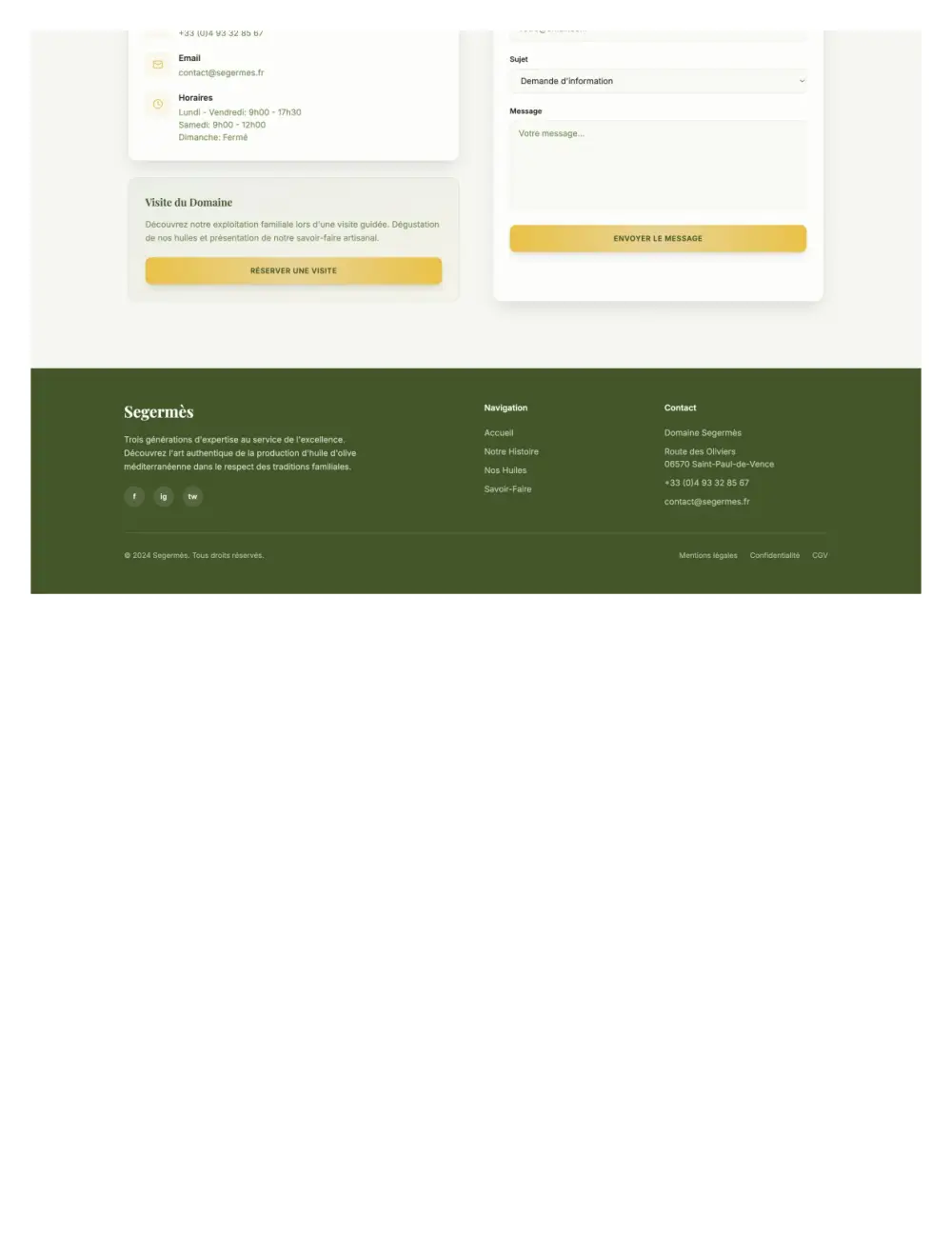Visite domaine oléicole – contact et horaires Segermès