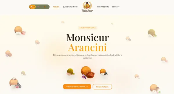 Site vitrine premium pour artisan sicilien - Monsieur Arancini | Portfolio ConvertiLab