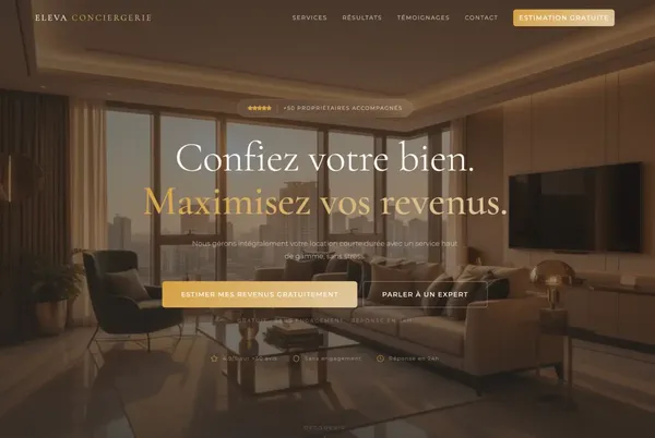 Site premium pour conciergerie locative - Eleva Conciergerie | Portfolio ConvertiLab