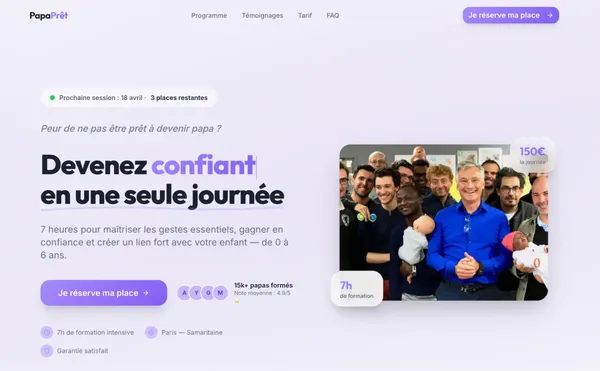 Landing page haute conversion pour formation - PapaPrêt | Portfolio ConvertiLab