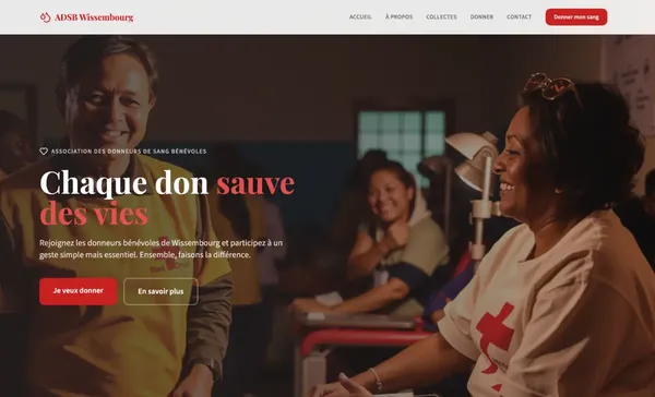 Etude de cas ADSB Wissembourg - Site vitrine pour association de donneurs de sang | ConvertiLab