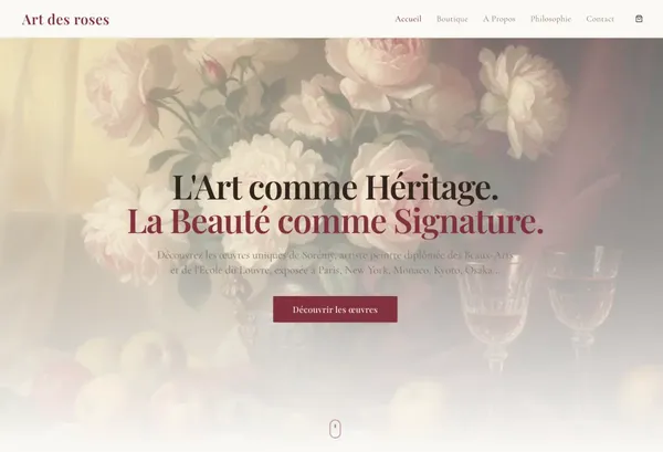 E-commerce artistique pour vente d'oeuvres - Art des Roses | Realisation ConvertiLab