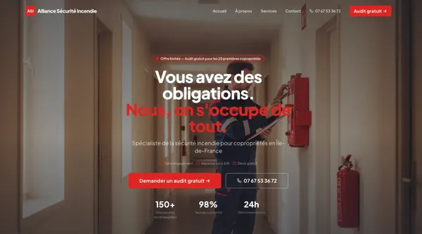 Etude de cas Alliance Sécurité Incendie - Site vitrine B2B sécurité incendie | ConvertiLab
