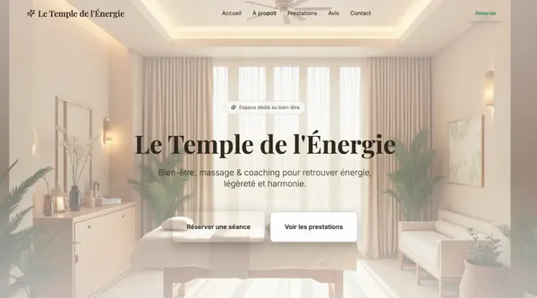 Etude de cas Le Temple de l'Énergie - Site vitrine immersif pour espace bien-être | ConvertiLab